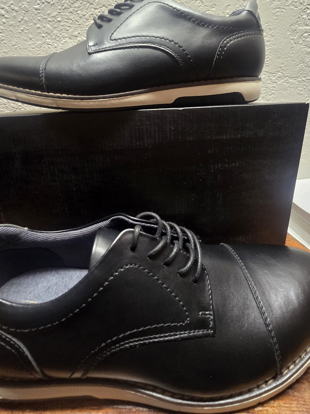 Men's Black Leather Lace-Up Dress Shoes Size 12
